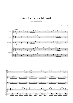 Book cover for Eine Kleine Nachtmusik for Flute, Oboe, Cello and Piano