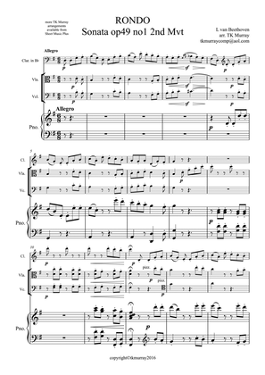 Book cover for Beethoven - Rondo Op.49 - Clarinet Viola Cello Piano, Piano Quartet