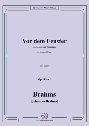 Book cover for Brahms-Vor dem Fenster,Op.14 No.1,from 'Lieder and Romances',in f minor