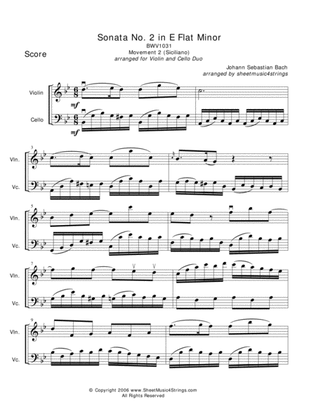 Book cover for Bach, J.S. - Siciiliano for Violin and Cello