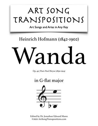 Book cover for HOFMANN: Wanda, Op. 49 (transposed to G-flat major)