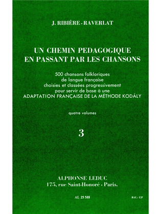Book cover for Un Chemin Pedagogique En Passant Par Les Chansons Vol.3 (reco