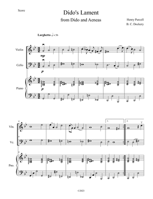 Dido's Lament (Violin and Cello Duet with Piano Accompaniment)