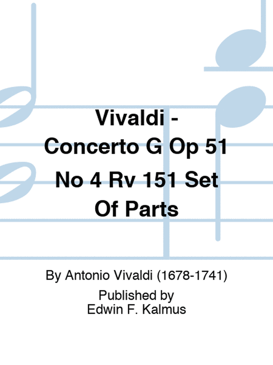 Vivaldi - Concerto G Op 51 No 4 Rv 151 Set Of Parts