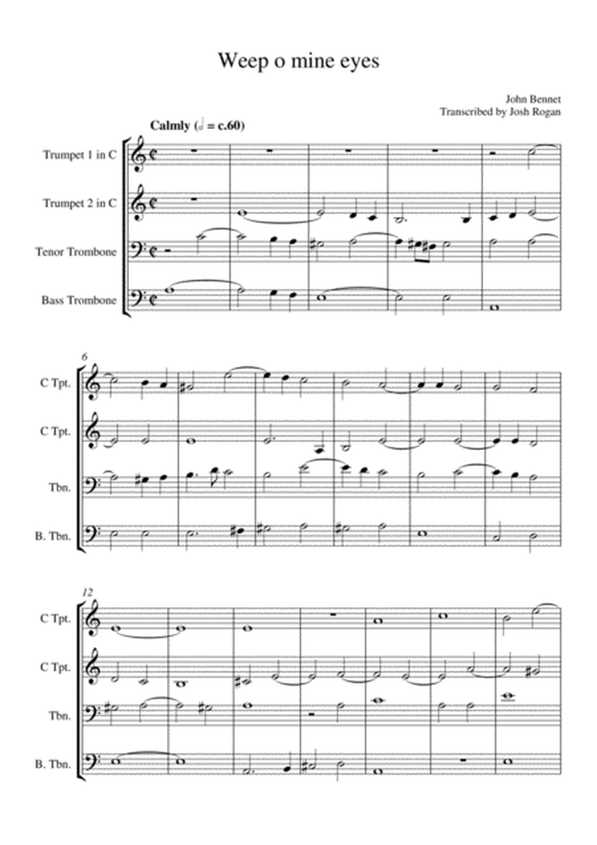 Bennet Weep O Mine Eyes- For Brass Quartet, arr. Josh Rogan