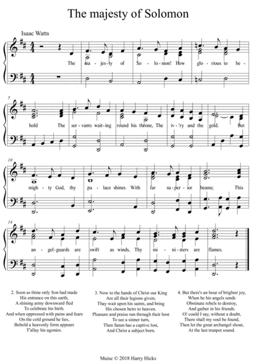 The majesty of Solomon. A new tune to a wonderful Isaac Watts hymn.