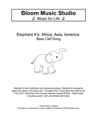 Book cover for Elephant A's Bass Clef Study (Alphanotes & Standard Combo)