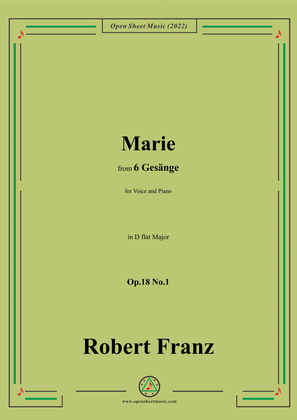 Book cover for Franz-Marie,in D flat Major,Op.18 No.1,for Voice and Piano