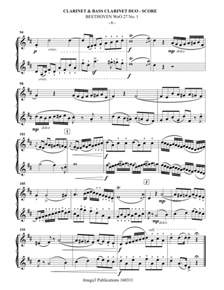 Beethoven: Duet WoO 27 No. 1 for Clarinet & Bass Clarinet image number null