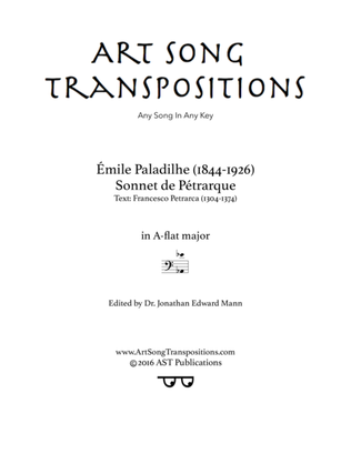 Book cover for PALADILHE: Sonnet de Pétrarque (transposed to A-flat major, bass clef)