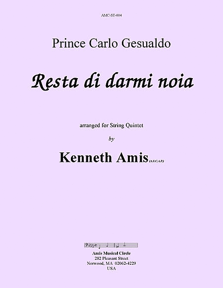 Resta di darmi noia, for string quintet