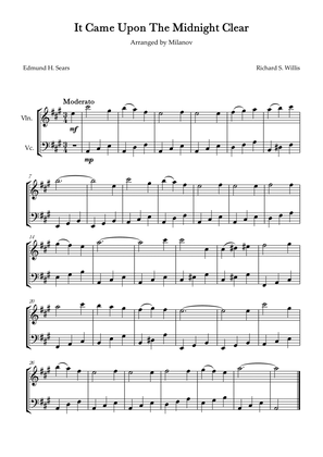 Book cover for It Came Upon The Midnight Clear Violin and Cello in A Easy Intermediate