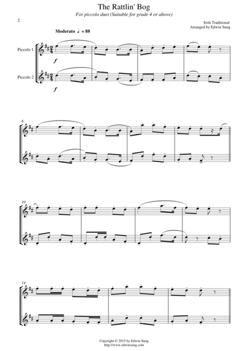 The Rattlin' Bog (for piccolo duet, suitable for grade 4 or above) image number null