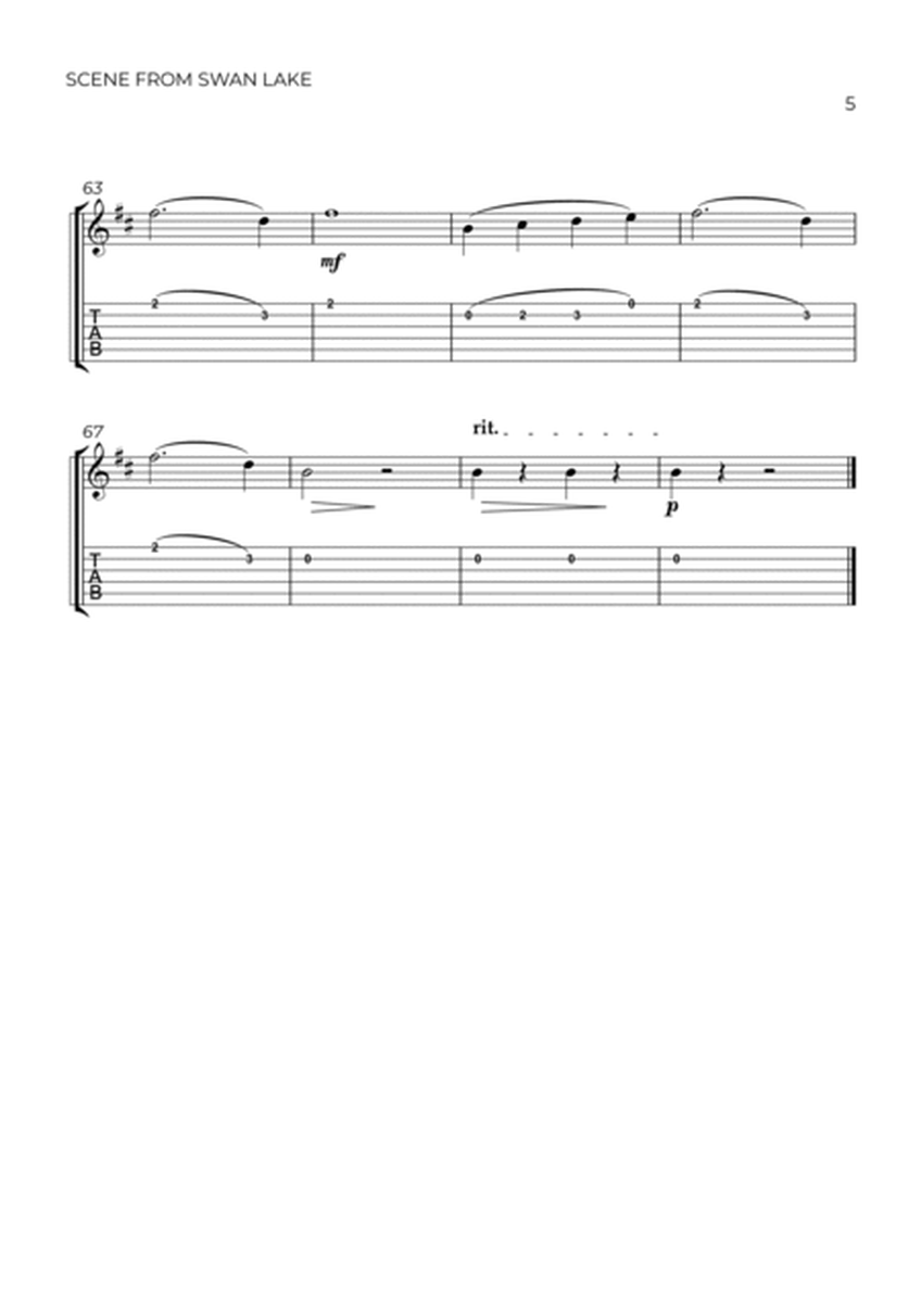 SCENE FROM SWAN LAKE - TCHAIKOVSKY – GUITAR TABLATURE image number null