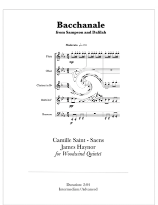 Book cover for Bacchanole from Samson and Delilah for Woodwind Quintet