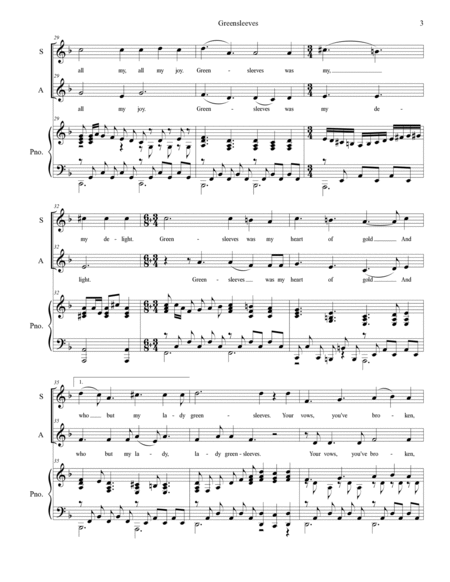 Greensleeves (Duet for Soprano and Alto Solo) by Traditional - Alto Voice -  Digital Sheet Music | Sheet Music Plus