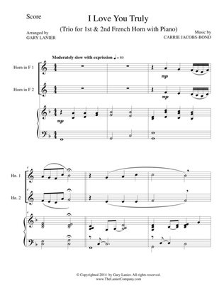 I LOVE YOU TRULY (Trio – F Horn 1, F Horn 2, and Piano with Score and Parts)
