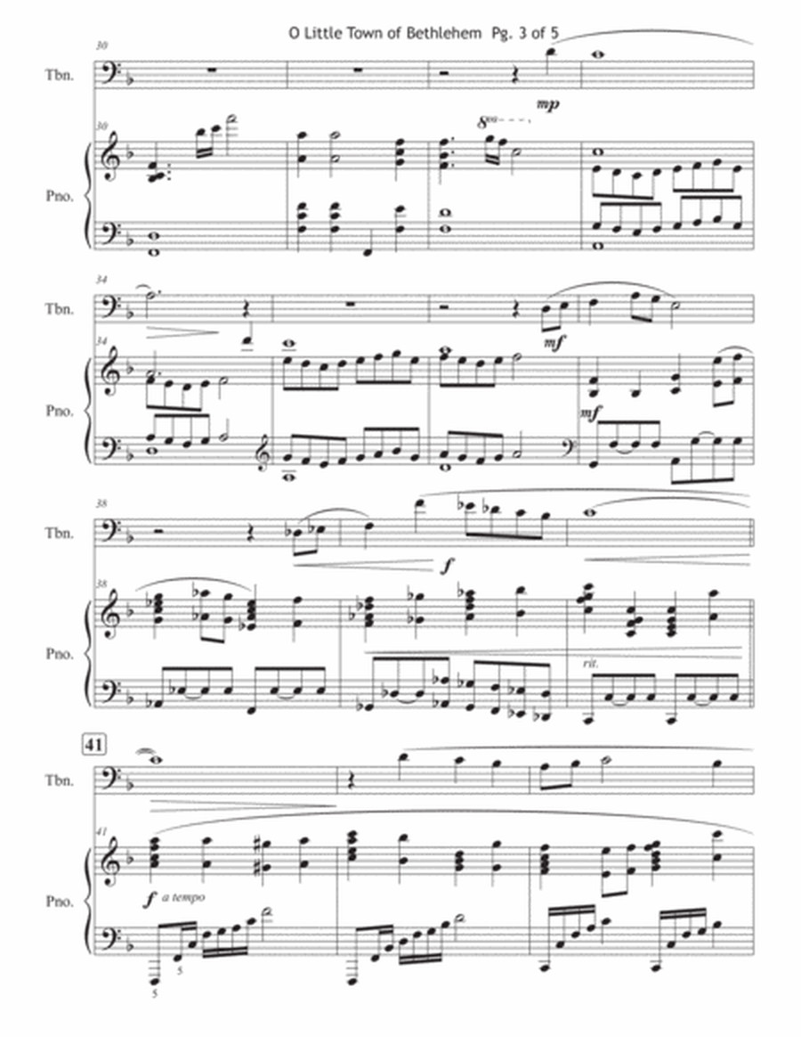 O Little Town of Bethlehem - Advanced Trombone and Piano image number null