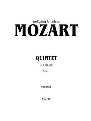 Book cover for Quintet, K. 581: 2nd Violin