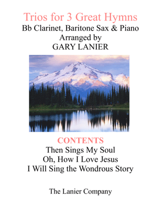 Book cover for Trios for 3 GREAT HYMNS (Bb Clarinet & Baritone Sax with Piano and Parts)