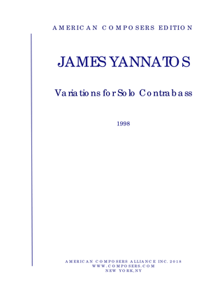 Book cover for [Yannatos] Variations for Solo Contrabass