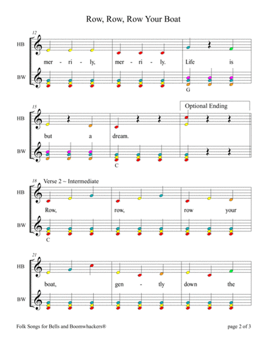 Row, Row, Row Your Boat for 8-note Bells and Boomwhackers® (with Color Coded Notes) image number null