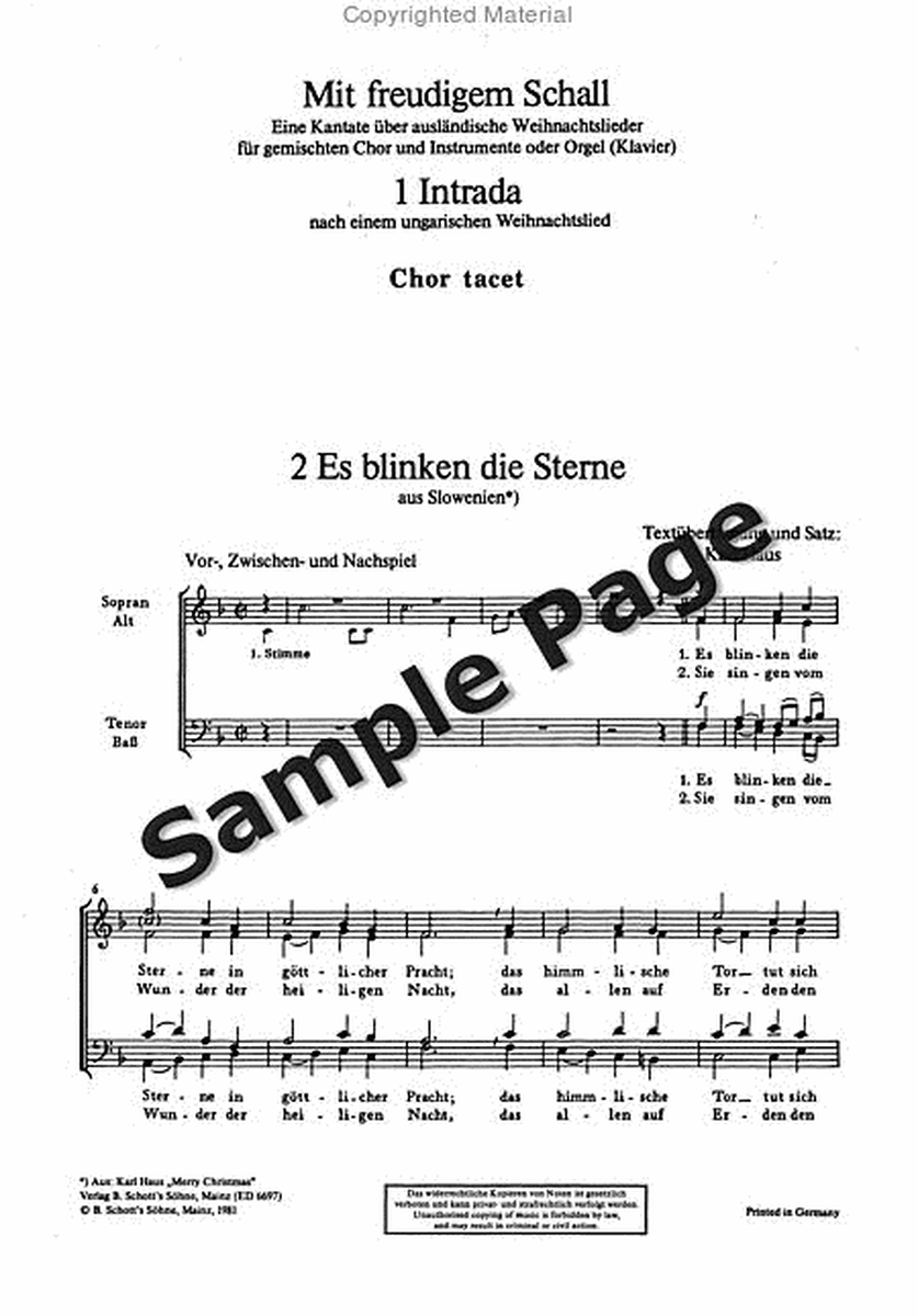 Mit Freudigen Schall Choral Score