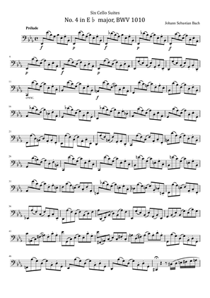 Book cover for Bach - 6 Cello Suite No.4 in E-flat major, BWV 1010 - For Solo Original Complete