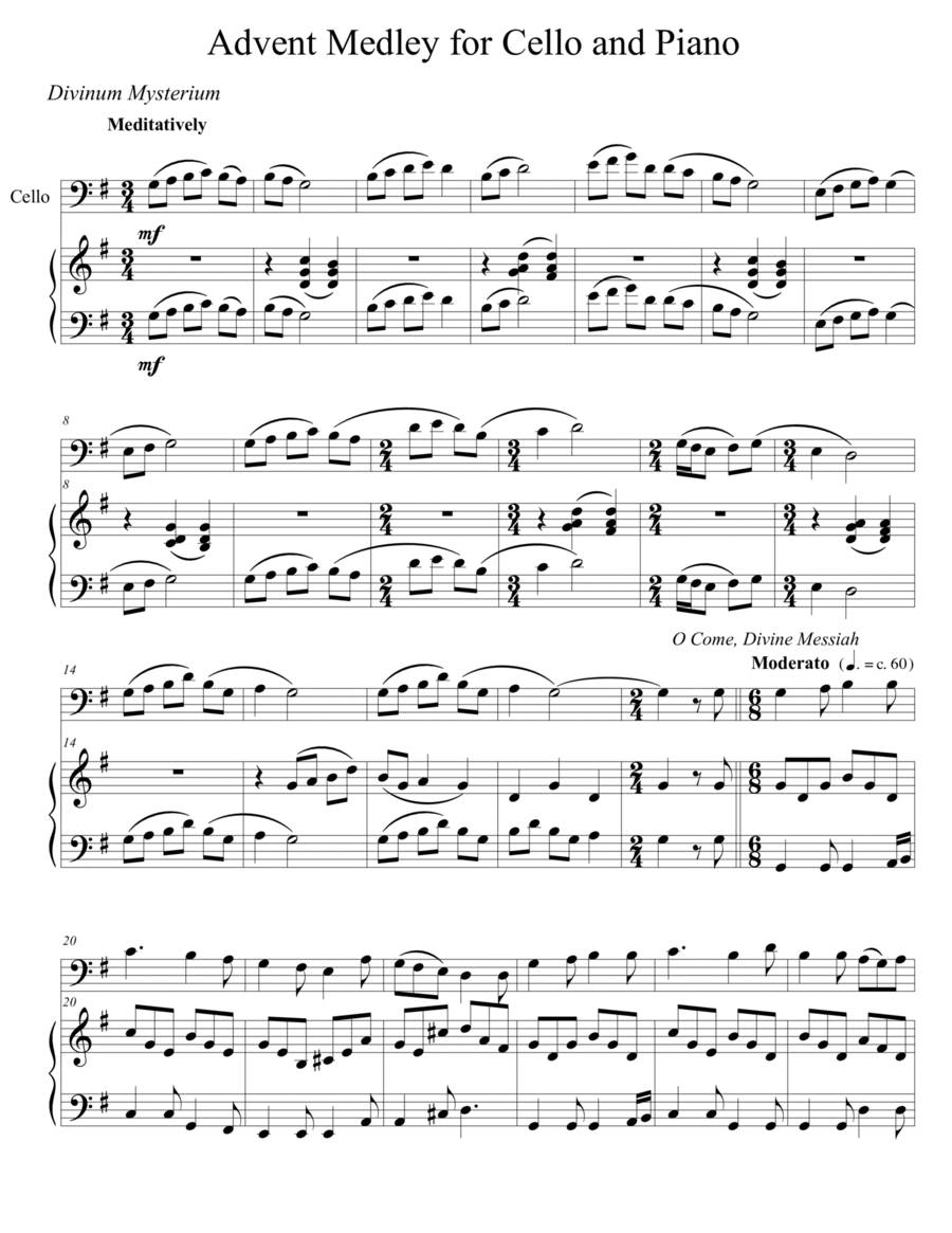 Advent Hymn Medley for Cello and Piano image number null
