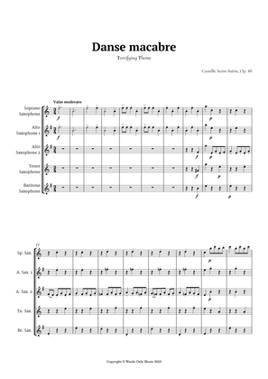 Book cover for Danse Macabre by Camille Saint-Saens for Saxophone Quintet