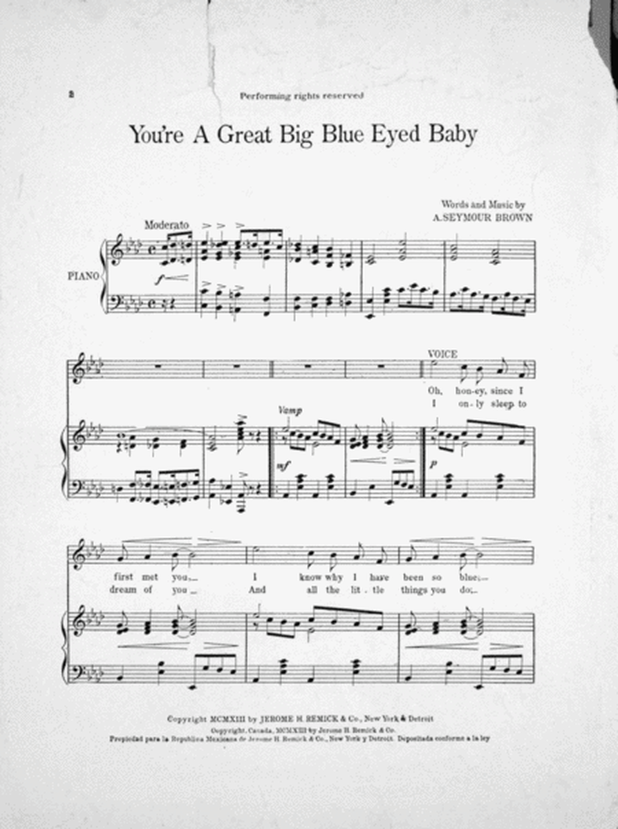 You're a Great Big Blue Eyed Baby. Song