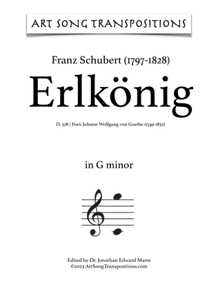Book cover for SCHUBERT: Erlkönig, D. 328 (transposed to G minor, F-sharp minor, and F minor)