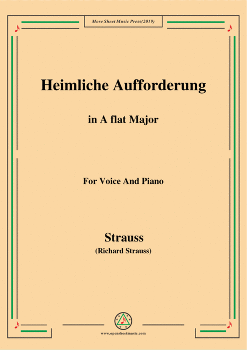 Richard Strauss-Heimliche Aufforderung in A flat Major,for Voice and Piano image number null
