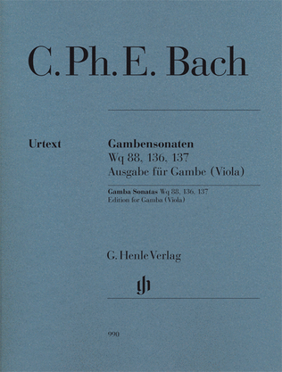 Book cover for Gamba Sonatas, Wq 88, 136, 137