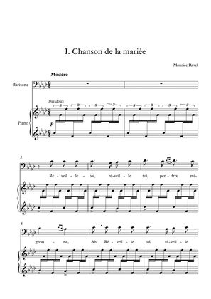 Cinq mélodies populaires grecques, no. 1 Chanson de la mariée, F minor, medium voice