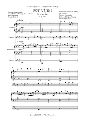Book cover for Pūt, vējiņi, Op. 235 (Organ Duet) by Vidas Pinkevicius
