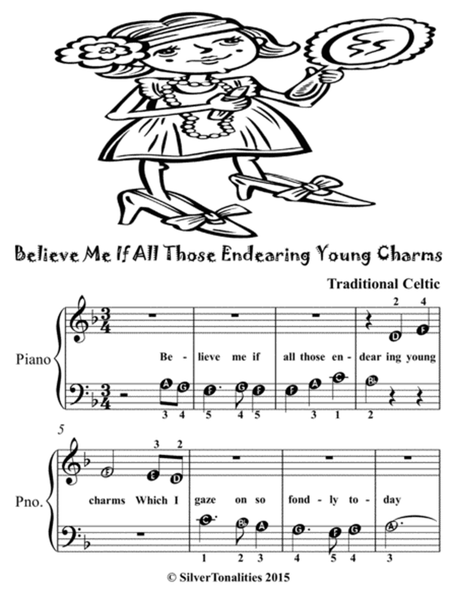 Believe Me If All Those Endearing Young Charms Beginner Piano Sheet Music 2nd Edition