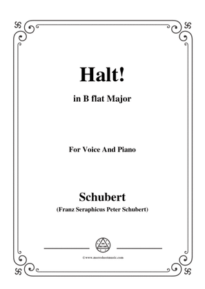 Schubert-Halt!,in B flat Major,Op.25 No.3,for Voice and Piano
