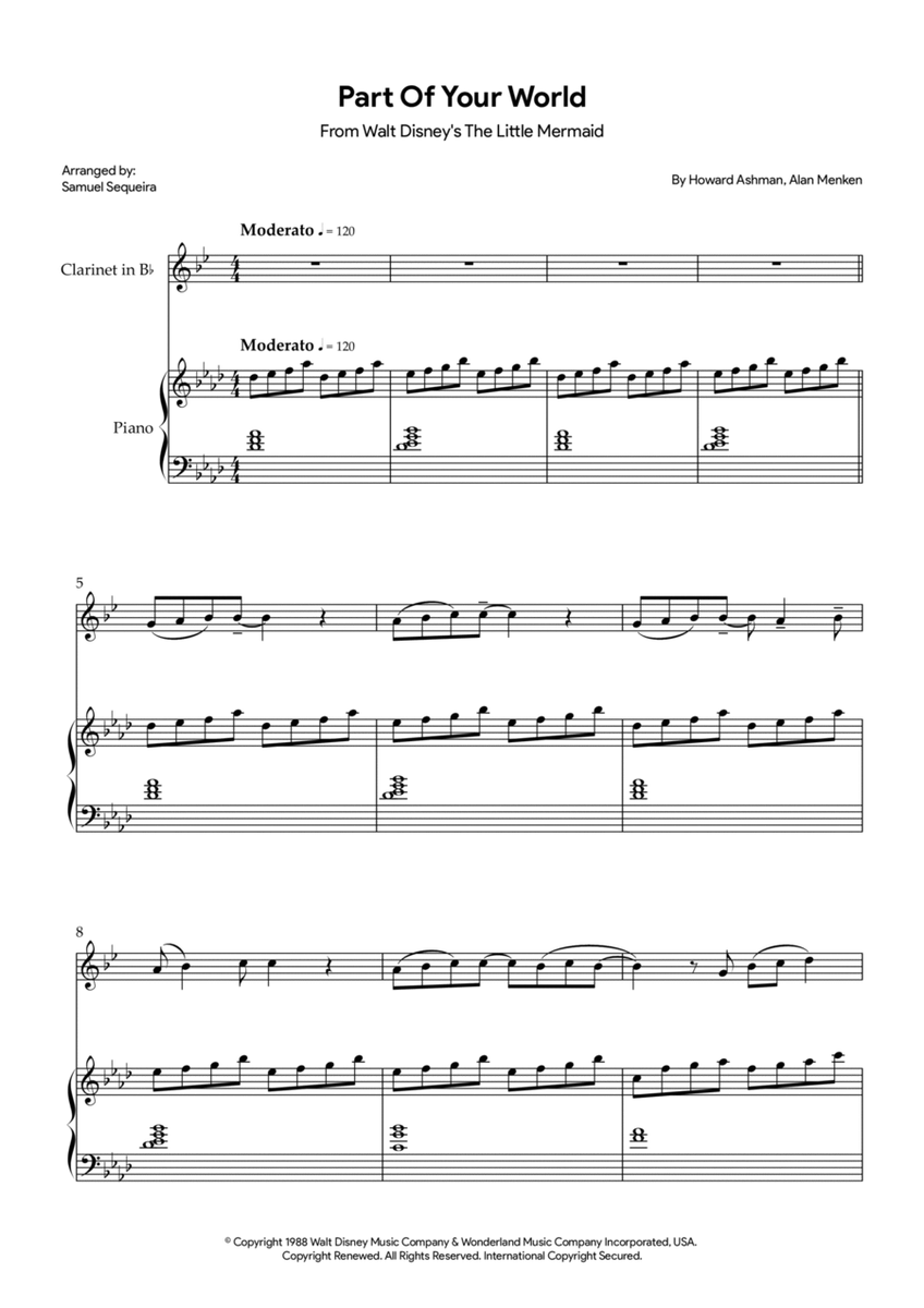 Part Of Your World (reprise) by Howard Ashman B-Flat Clarinet - Digital Sheet Music