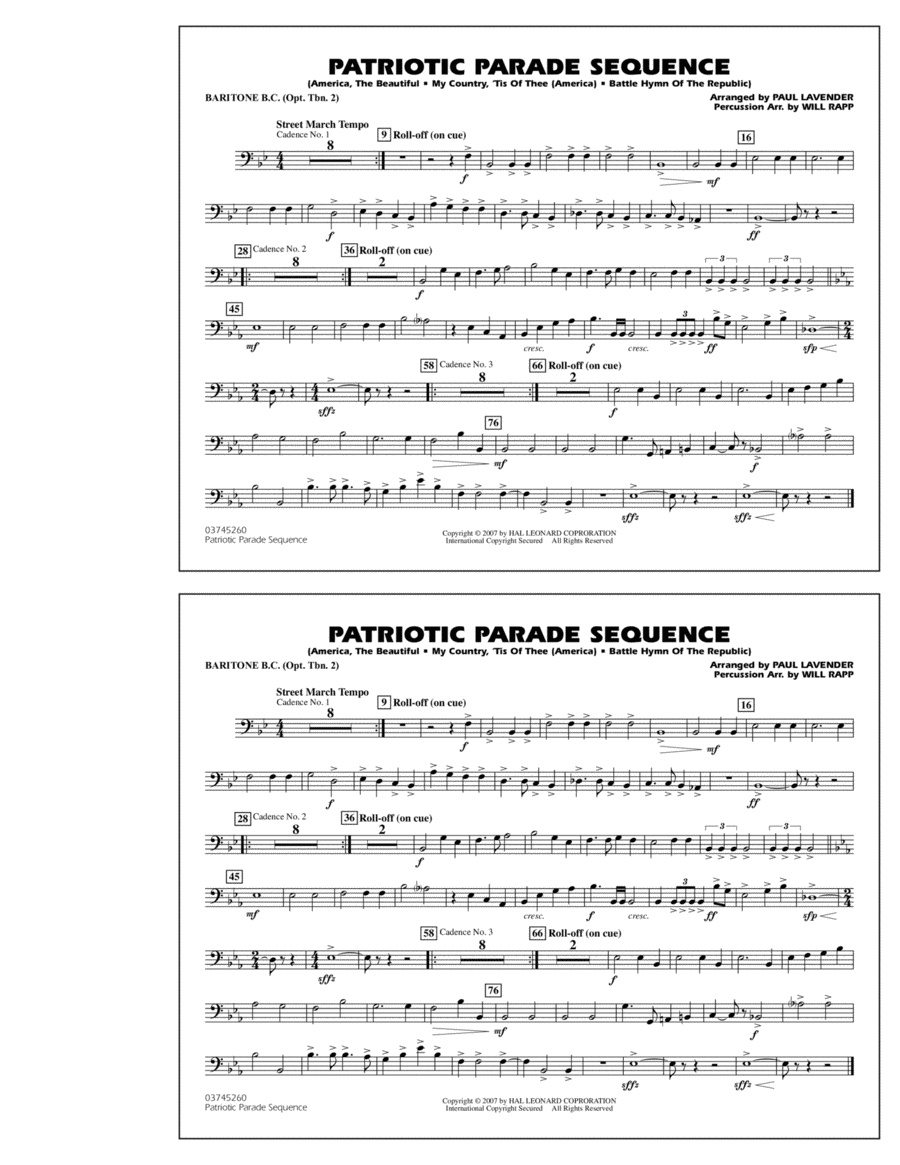 Patriotic Parade Sequence - Baritone B.C. (Opt. Tbn. 2)