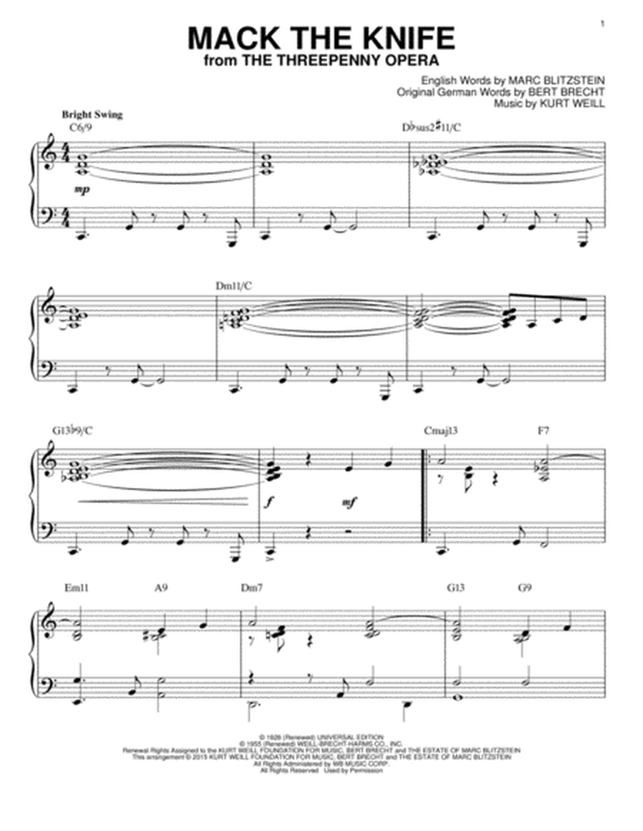 Mack The Knife [Jazz version] (arr. Brent Edstrom)