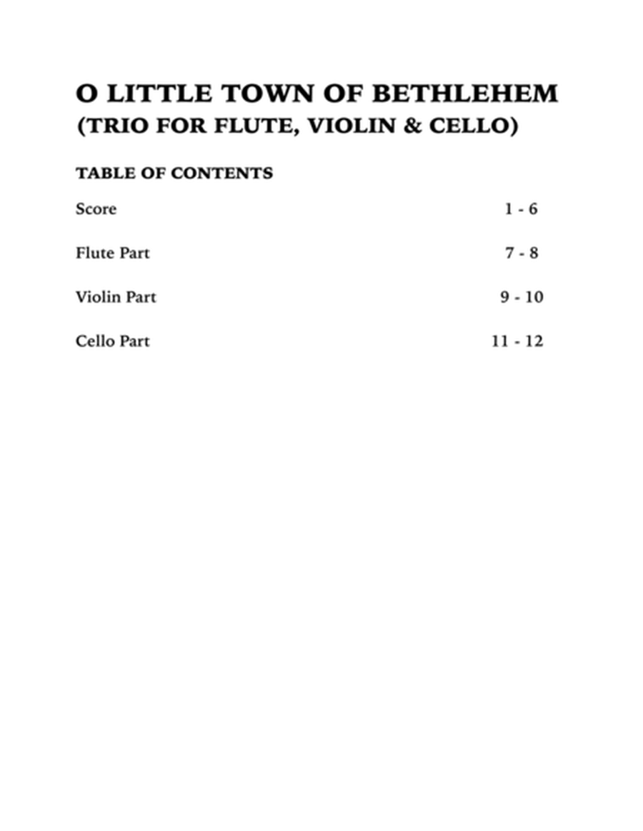 O Little Town of Bethlehem (Trio for Flute, Violin and Cello) by John A. Dempsey Small Ensemble - Digital Sheet Music