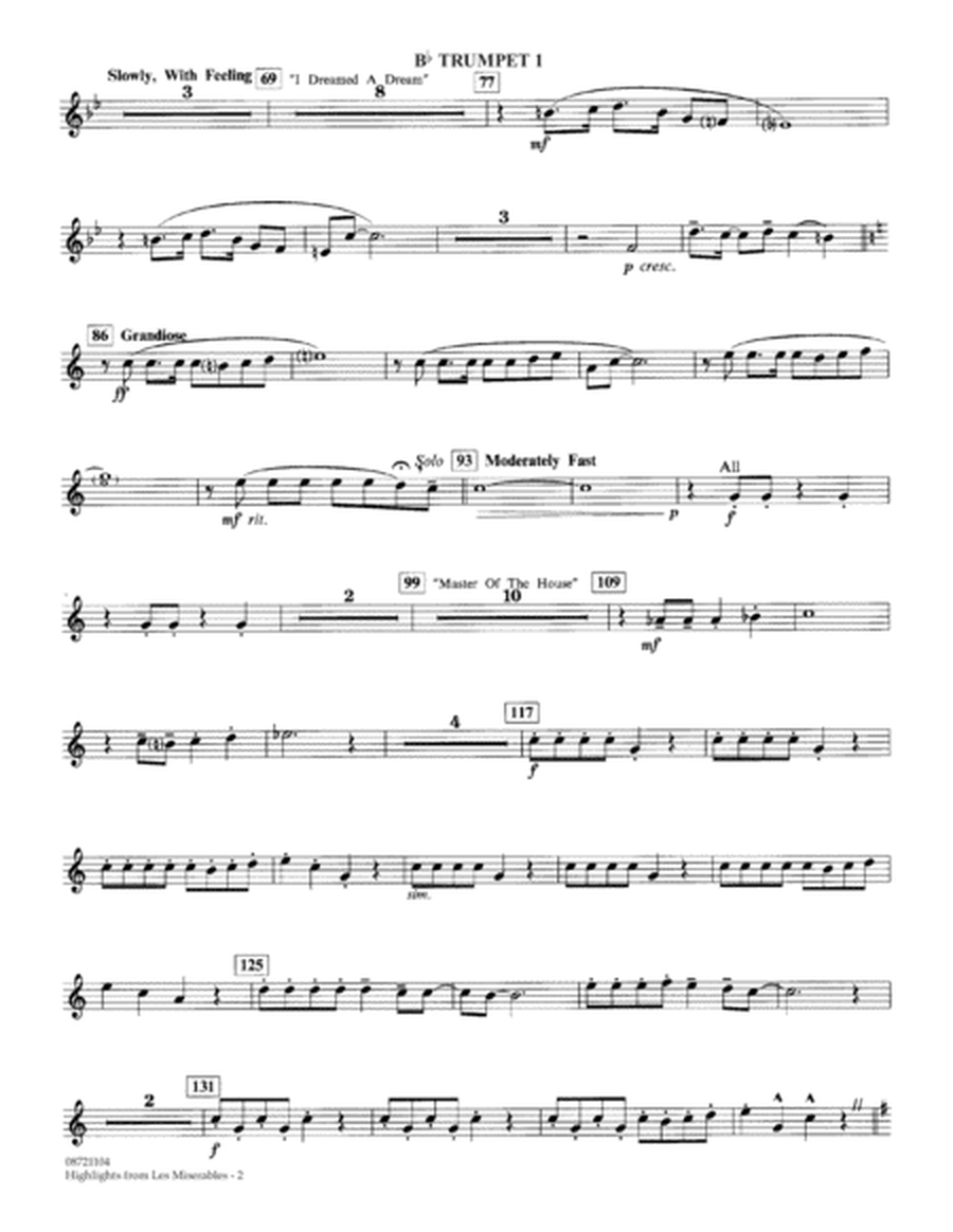 Highlights from Les Misérables (arr. Johnnie Vinson) - Bb Trumpet 1