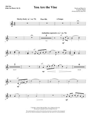 Book cover for You Are the Vine - Alto Sax 1-2 (sub. Horn 1-2)