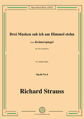 Book cover for Richard Strauss-Drei Masken sah ich am Himmel stehn,in c sharp minor,Op.66 No.4