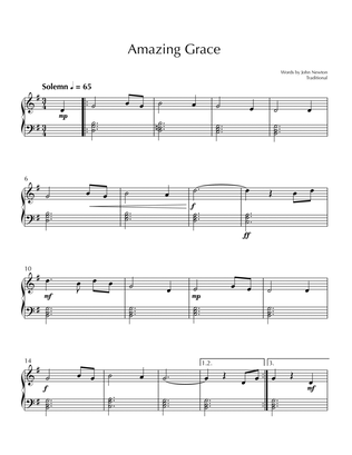 Amazing Grace - Easy Piano in G Major