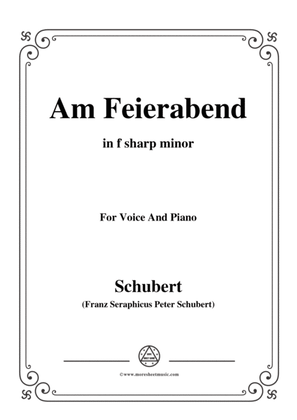 Book cover for Schubert-Am Feierabend,from 'Die Schöne Müllerin',Op.25 No.5,in f sharp minor,for Voice&Piano