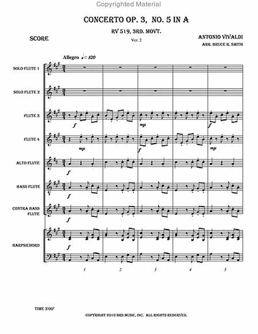 Concerto Op. 3, No. 5 in A image number null