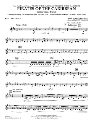 Book cover for Pirates Of The Caribbean (Symphonic Suite) (arr. John Wasson) - Eb Alto Clarinet
