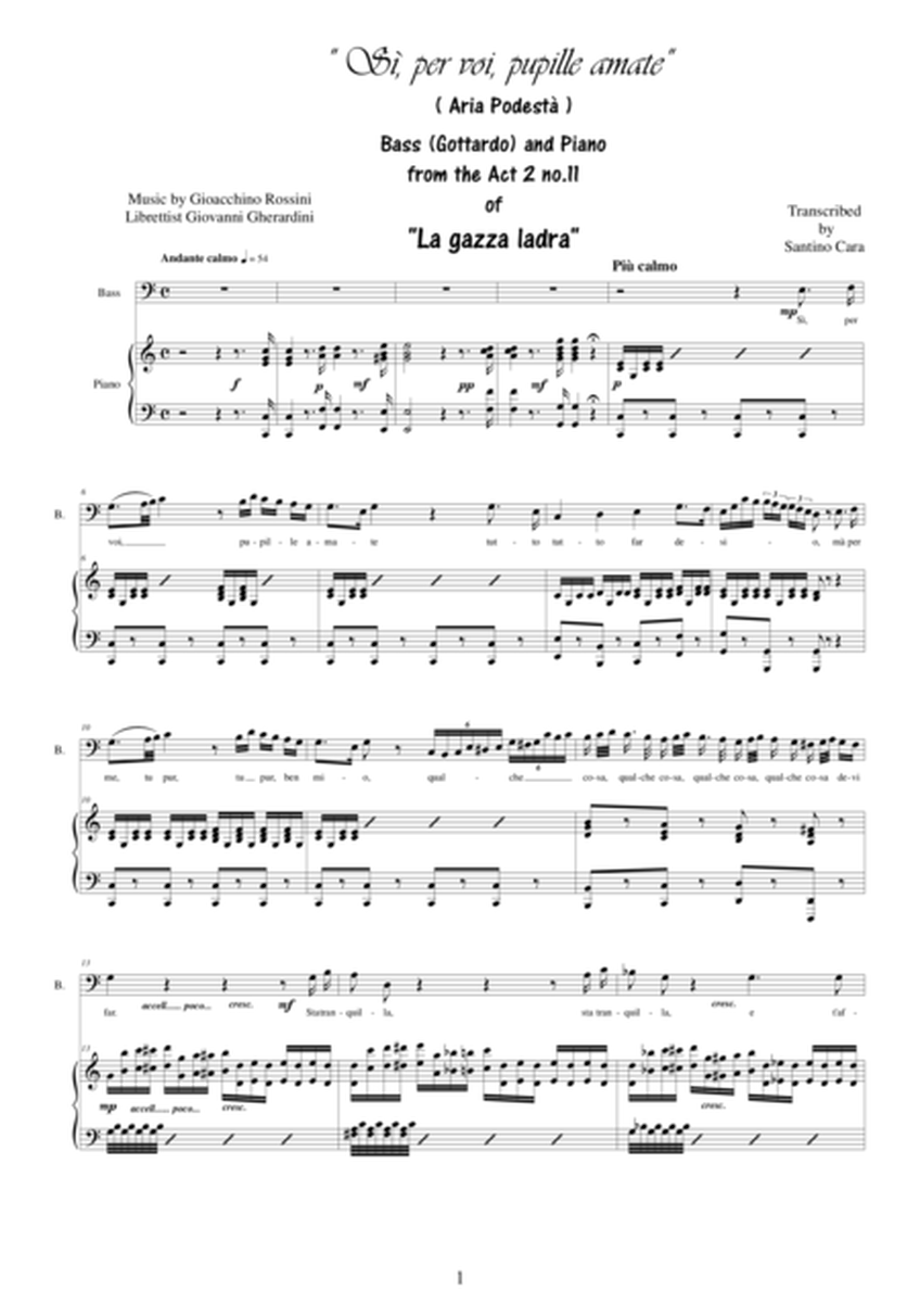 Rossini-La gazza ladra (Act 2s11) Sì per voi, pupille amate - Bass voice and piano image number null